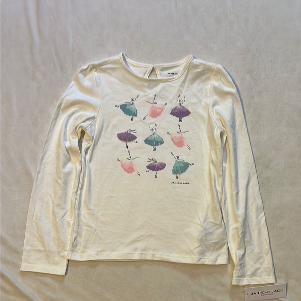 Janie and Jack Pink Floral Long Sleeve Tee White